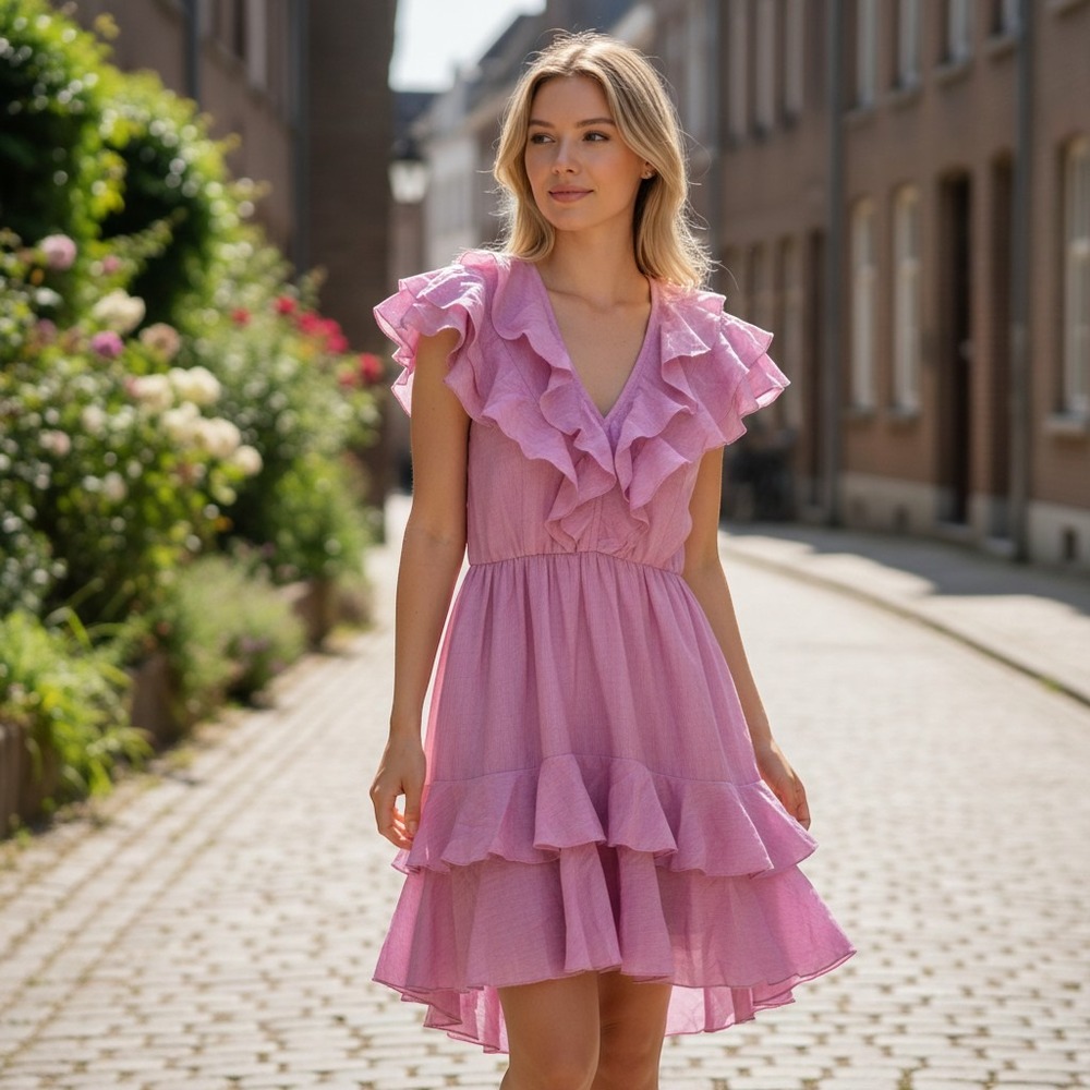Sabina‎ Musayev Revolve Dress Womens XS Pink Ruffle Dainty Summer